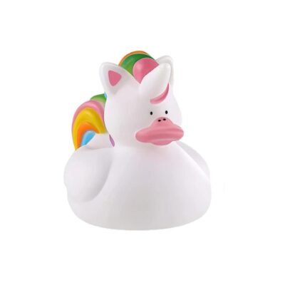 Gumowe zabawki do kąpieli - kaczka/jednorożec na białym tle