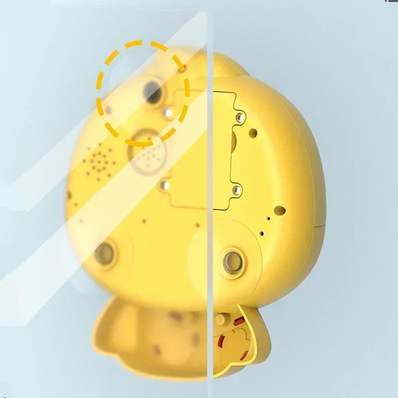 Kaczka do baniek dla 3 latka obrócona tyłem przylepiona na szklanej powierzchni